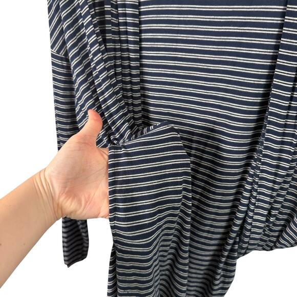 Soma Cool Nights Navy Blue Striped Robe Cardigan Open Front Womens Large - Picture 6 of 6